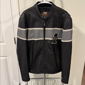 Harley-Davidson Black and Gray Bomber Jacket